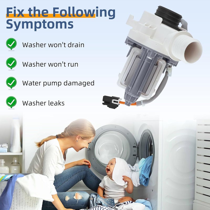 Fetechmate WH23X28418 290d1201g003 290d1201g001 Washer Drain Pump & Motor Assembly Replacement Compatible with G-E Hot-point Washers, Replace WH23X24178 WH23X27574 B40-3A01 B30-3A02 By - Image 3